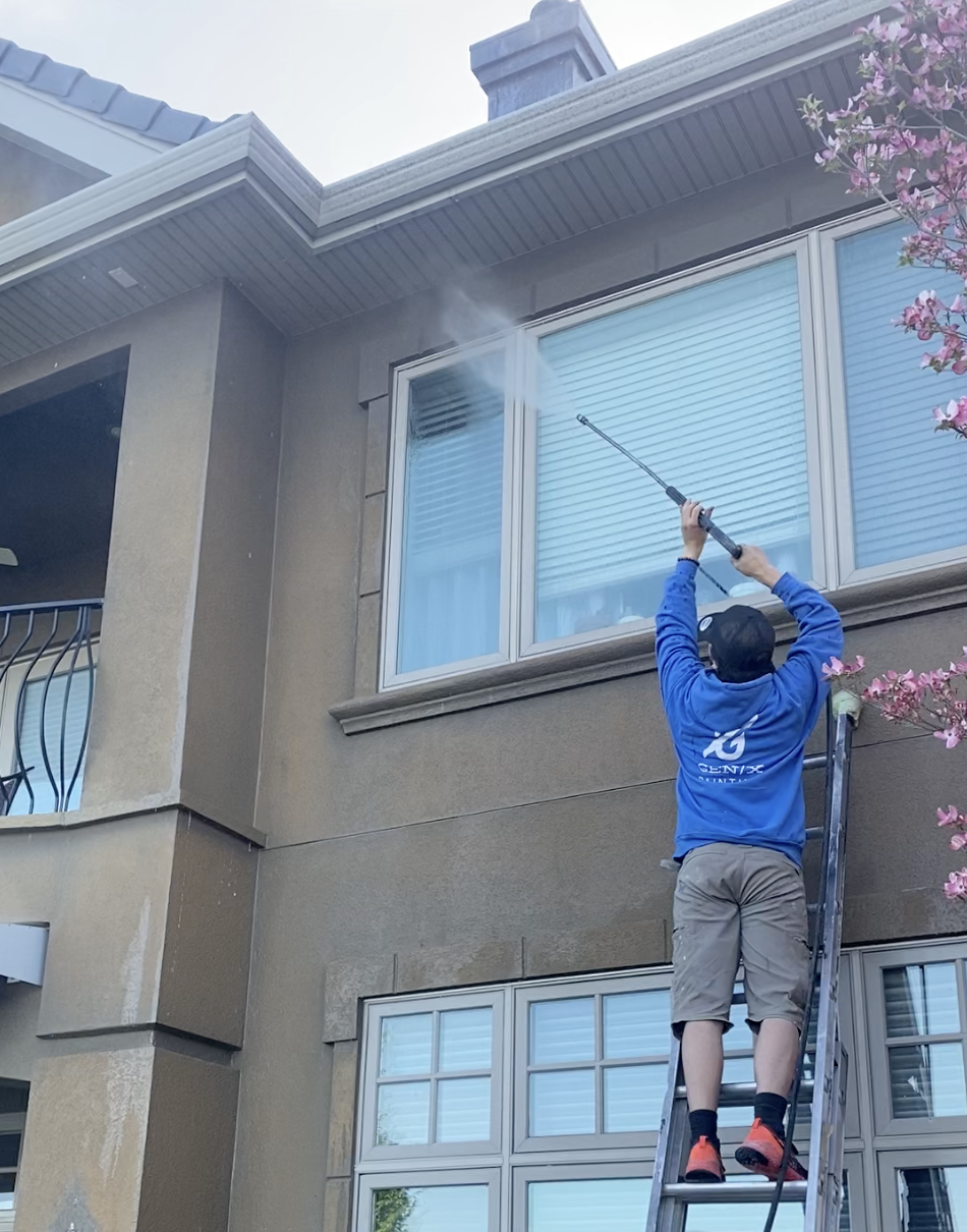 soft washing a homes exterior in kelowna bc